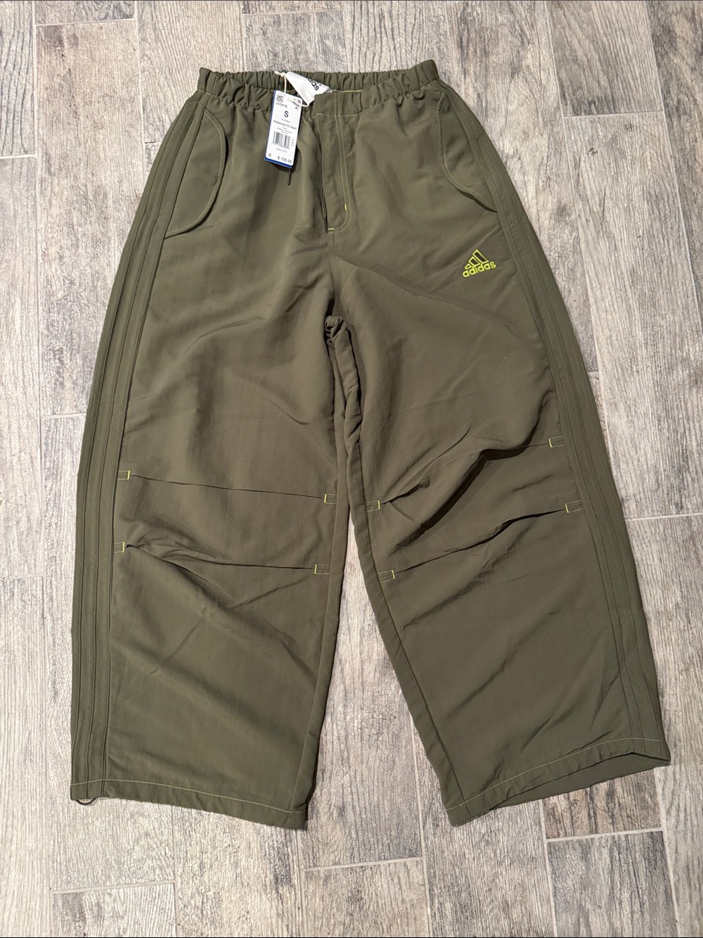 adidas Men's Olive Green Wide-Leg Track Pants